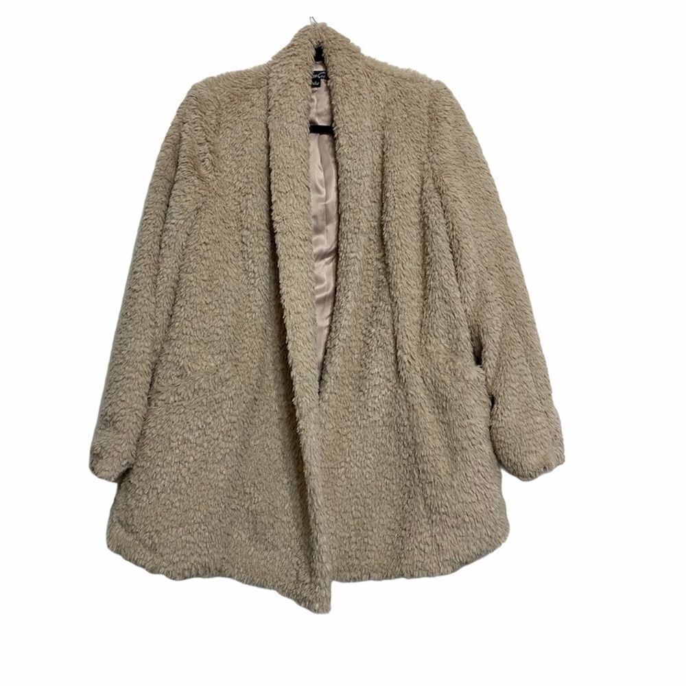 Kenneth Cole Faux Fur Open Teddy Bear Jacket Womens S